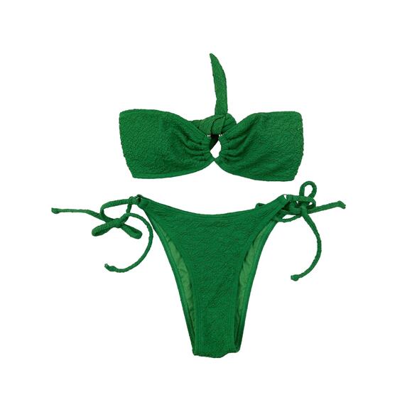 Unknown Brand - Bandeau Style Top and String Tie Bikini Set in Green - Picture 1 of 4